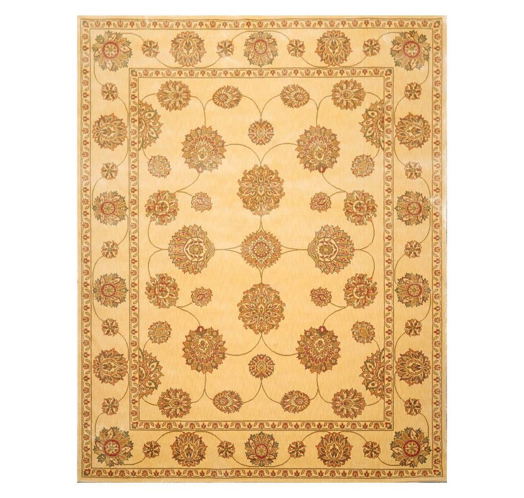 7' 6''x9' 6'' Champagne Green Rust Color Machine Made Machine Made New Zealand Wool Traditional Oriental Rug