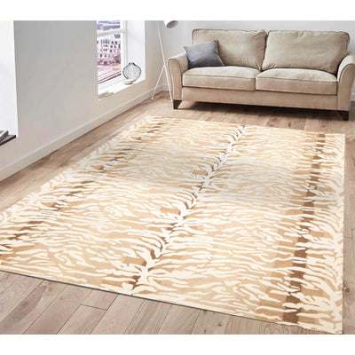 Multi Sizes Handmade 100% Wool Animal Print Tiger Modern Area Rug Ivory Beige - Oriental Rug Of Houston