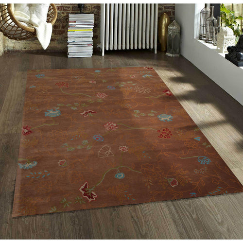 2' 4''x8'  Brown Turquoise Rust Color Hand Tufted Hand Made 100% Wool Transitional Oriental Rug