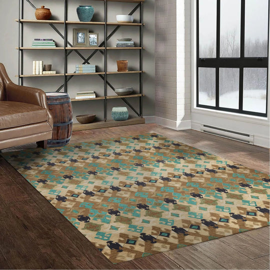 Multi Sizes Handmade 100% Wool Modern Loop & Cut Pile Area Rug Beige