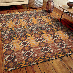 7' 9''x9' 9'' Gold Rust Charcoal Color Hand Tufted Hand Made 100% Wool Modern & Contemporary Oriental Rug