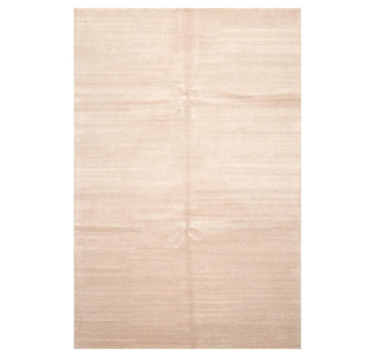 6' x 9' Hand Knotted Indo Tibetan 100% Wool Ombre Oriental Area Rug Oatmeal