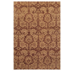 6' x 8'8'' Hand Knotted New Zealand Wool Damask Antique Finish Area Rug Brown - Oriental Rug Of Houston