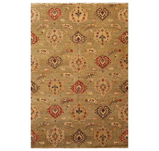 6' x 9' Hand Knotted New Zealand Wool Antique Finish Designer Area Rug Moss