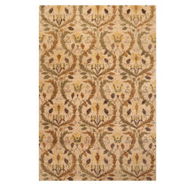 5'11" x 8'10" Hand Knotted Botanical New Zealand Wool Oriental Area Rug Tan - Oriental Rug Of Houston