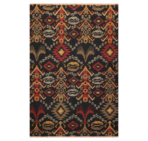 5' 11''x8' 11'' Black Rust Gold Color Hand Knotted Soumak 100% Wool Traditional Oriental Rug