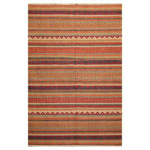 5'11" x 9' Hand Knotted 100% Wool Reversible Flat Pile Area Rug Rust - Oriental Rug Of Houston