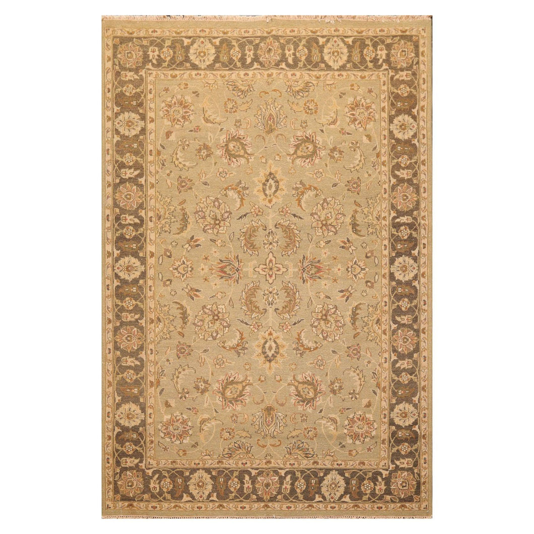 5' 11''x9'  Champagne Gray Brown Color Hand Knotted Soumak 100% Wool Traditional Oriental Rug