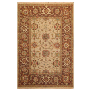 5'10" x 9' Hand Knotted 100% Wool Reversible Flat Pile Area Rug Tan - Oriental Rug Of Houston