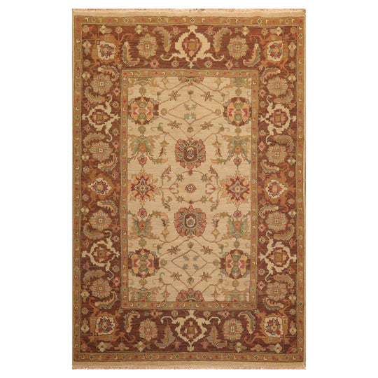 5'10" x 9' Hand Knotted 100% Wool Reversible Flat Pile Area Rug Tan