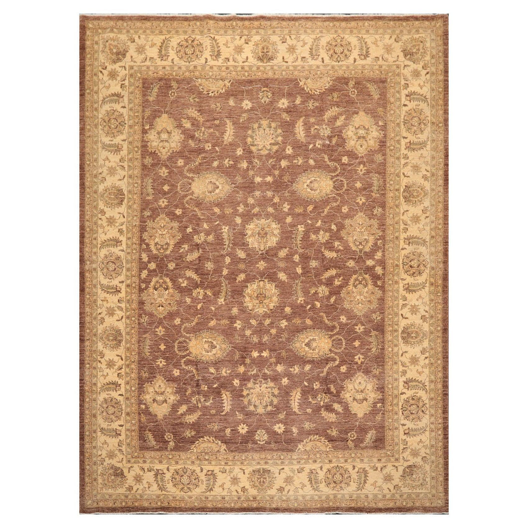 8' 8''x11' 9'' Brown Beige Tan Color Hand Knotted Persian 100% Wool Traditional Oriental Rug