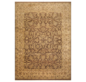 8' 7''x12'  Brown Tan Sage Color Hand Knotted Kashan 100% Wool Traditional Oriental Rug
