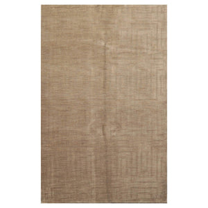 5' 1''x8'  Tone On Tone Gray Color Hand Knotted Indo Tibetan 100% Wool Modern & Contemporary Oriental Rug