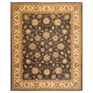 8' x9' 11'' Gray Warm Beige Brown Color Hand Knotted Persian 100% Wool Traditional Oriental Rug