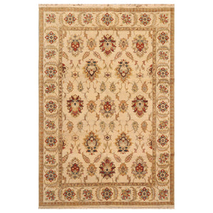 5'11"x 8'11" Hand Knotted Agra 100% Wool Traditional Oriental Area Rug Beige - Oriental Rug Of Houston
