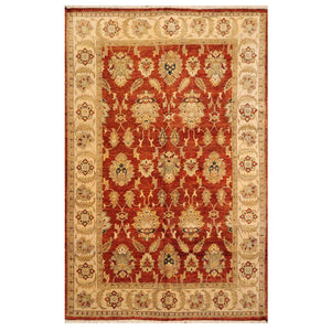 5' 9''x9'  Burnt Orange Warm Beige Tan Color Hand Knotted Persian New Zealand Wool Traditional Oriental Rug