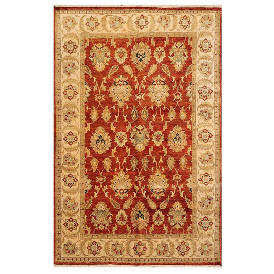 5'9"x 9' Hand Knotted Oushak New Zealand Wool Oriental Area Rug Burnt Orange
