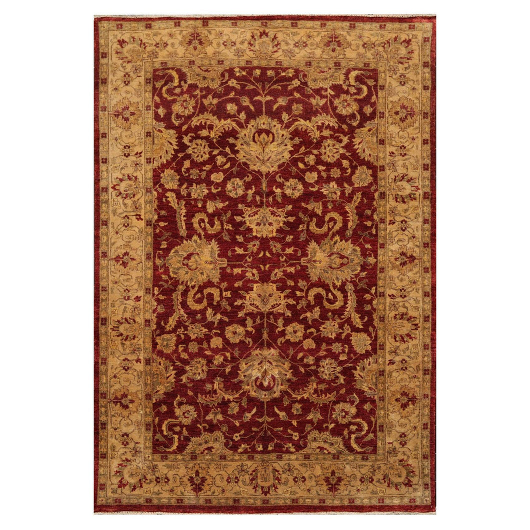 6' x8' 9'' Ruby Light Gold Sage Color Hand Knotted Persian New Zealand Wool Traditional Oriental Rug