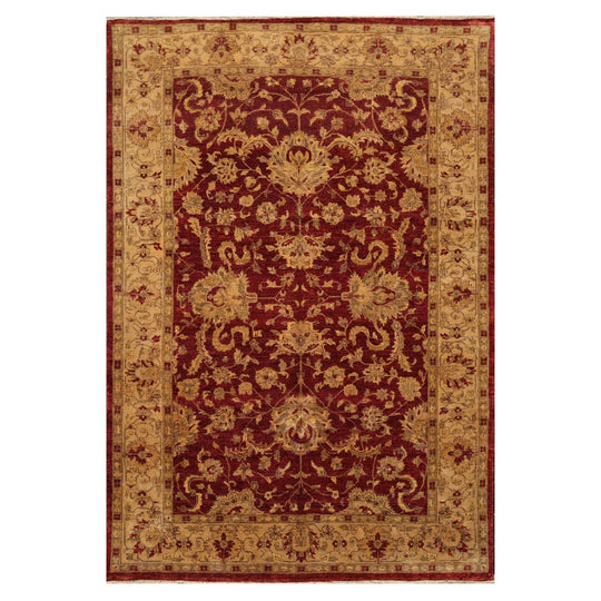 6' x 8'9" Hand Knotted Agra 100% New Zealand Wool Oriental Area Rug Ruby