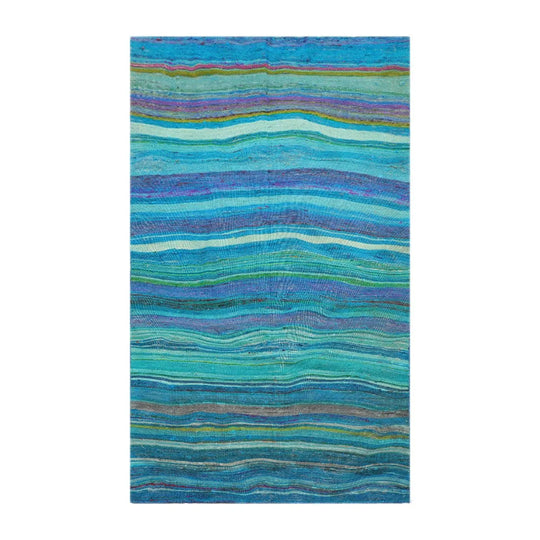 3' x 5' Vintage Hand Woven Silk Turkish Kilim Oriental Area Rug Turquoise