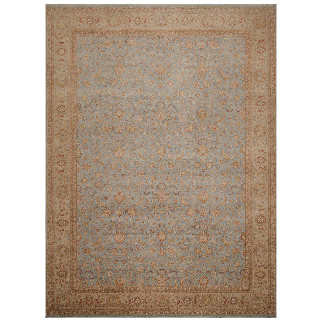 9' 1''x12' 4'' Pale Pink Blue Sage Color Hand Knotted Persian 100% Wool Traditional Oriental Rug