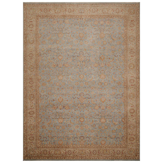 9'1" x 12'4" Hand Knotted Wool Traditional Agra 250 KPSI Oriental Area Rug Blue