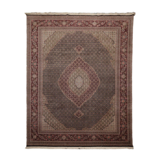 8'8"x12'1" Hand Knotted Wool & Silk Sino Persian Mahi Tabriz 300 KPSI Area Rug