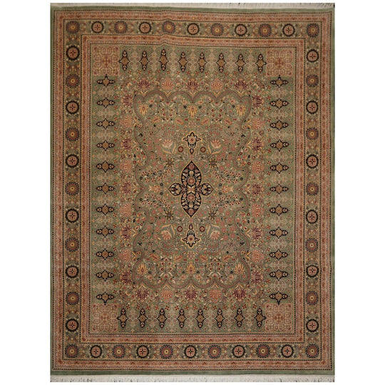 9x12 Mint, Tan Hand Knotted 100% Wool Pak Persian 16/18 Traditional 300 KPSI Oriental Area Rug