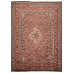 8' 7''x11' 11'' Coral Ivory Rose Color Hand Knotted Persian 100% Wool Traditional Oriental Rug