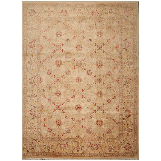 9'2"x12'6" Hand Knotted Wool & Silk16/18 Pak Persian 300 KPSI Oriental Area Rug Beige