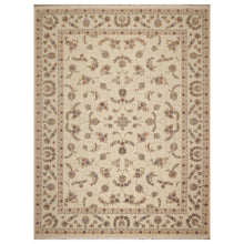 9' x 12' Hand Knotted Wool and silk Sino Persian Isphahan Oriental Area Rug Cream - Oriental Rug Of Houston