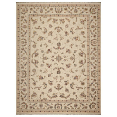 9' x 12' Hand Knotted Wool and silk Sino Persian Isphahan Oriental Area Rug Cream - Oriental Rug Of Houston