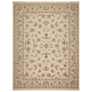 9' x 12' Hand Knotted Wool and silk Sino Persian Isphahan Oriental Area Rug Cream - Oriental Rug Of Houston