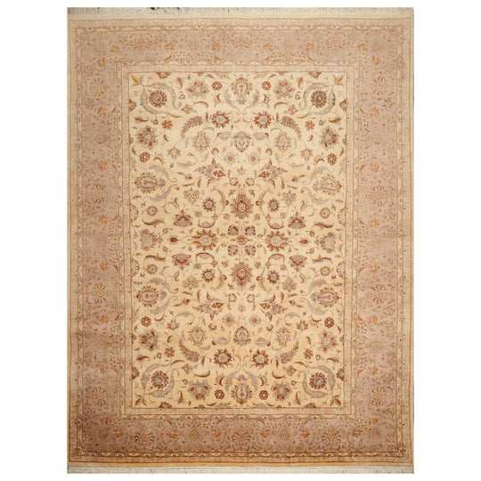 9'2"x12'4" Hand Knotted Wool 16/18 Pak Persian 300 KPSI Oriental Area Rug Ivory