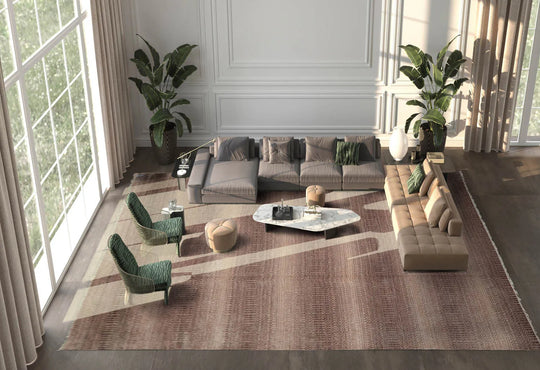 10x14 Brown, Tan Hand Knotted 100% Wool Modern & Contemporary Oriental Area Rug