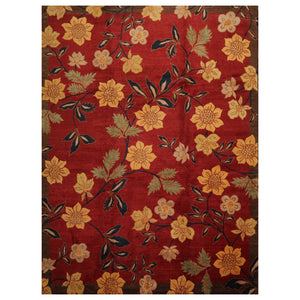 9' x12'  Rusty Red Gold Turquoise Color Hand Knotted Tibetan 100% Wool Traditional Oriental Rug