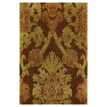 2' x3'  Brown Mustard Rust Color Hand Knotted Tibetan Wool and Silk Transitional Oriental Rug
