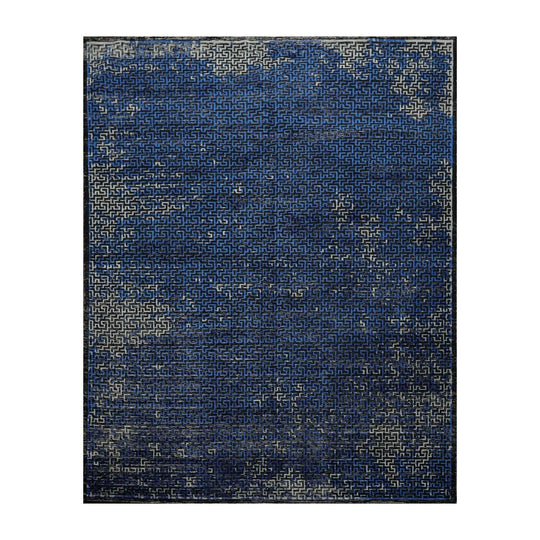 8' x 10' Hand Knotted Tibetan 100% Wool Greek Key Oriental Area Rug Blue