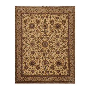 8' x 10'4" Hand Knotted Traditional Wool 200 KPSI Agra Oriental Area Rug Beige - Oriental Rug Of Houston