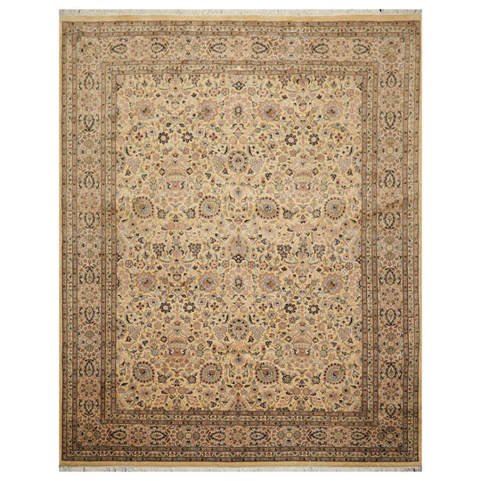 8'2"x10'5" Hand Knotted Wool 16/18 Pak Persian 350 KPSI Oriental Area Rug Ivory