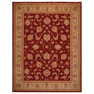 Chobi Peshawar Hand Knotted 100% Wool Oriental Area Rug Rusty Red 9' x 11'9" - Oriental Rug Of Houston