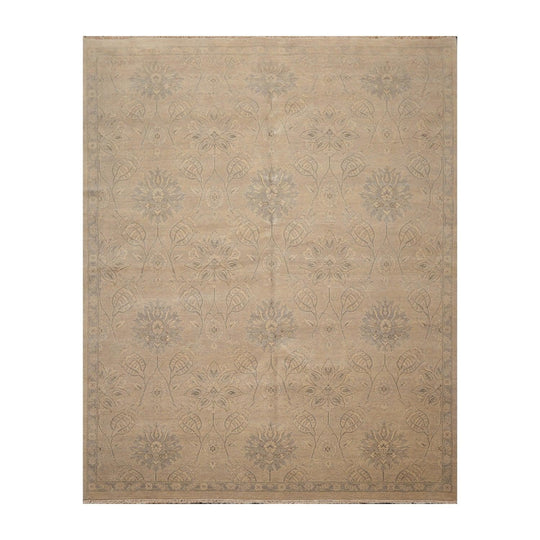 8'4" x 10'5" Hand Knotted 100% Wool Transitional Tibetan Area Rug Beige Gray