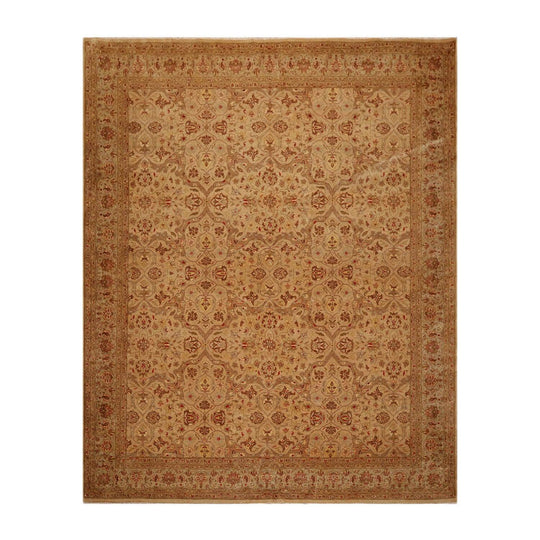 Hand Knotted Wool 16/18 Pak Persian 300 KPSI Oriental Area Rug Tan 7'10" x 9'9"