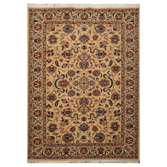 4'2" x 5'11" Hand Knotted 100% Wool 16/18 Pak Persian 300 KPSI Area Rug Tan