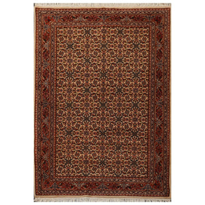 4' 1''x5' 11'' Beige Rust Gray Color Hand Knotted Persian 100% Wool Traditional Oriental Rug