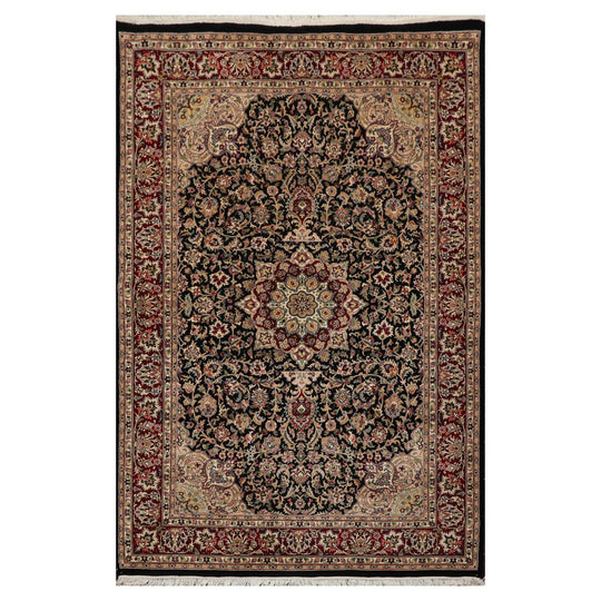 4'7" x 7'1" Hand Knotted 100% Wool 16/18 Pak Persian 300 KPSI Area Rug Black
