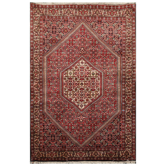 3'10"x5'10 Authentic  Hand Knotted 100% Wool Bidjar Traditional Area Rug Ivory