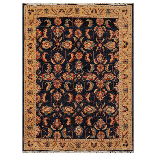 4'9"x 6'5" Hand Knotted Wool Chobi Peshawar Arts & Crafts Oriental Area Rug Navy