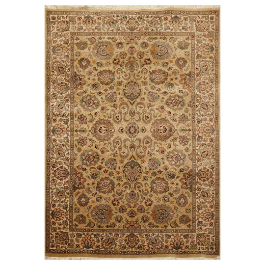 4'1" x 5'11" Hand Knotted 100% Wool 16/18 Pak Persian 300 KPSI Area Rug Tan