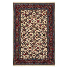 6' 6''x9' 10'' Ivory Red Blue Color Hand Knotted Persian 100% Wool Traditional Oriental Rug